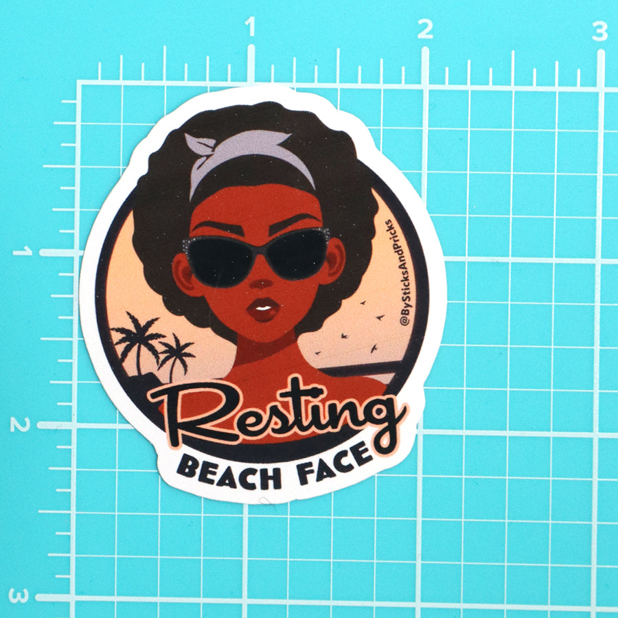 RESTING BEACH FACE - DARK SKIN TONE STICKER
