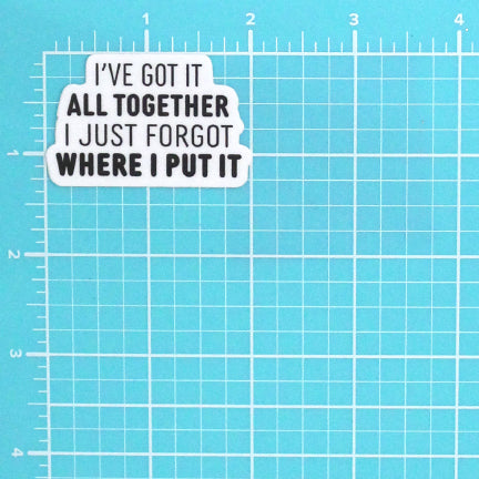 I'VE GOT IT ALL TOGETHER I JUST FORGOT WHERE I PUT IT STICKER