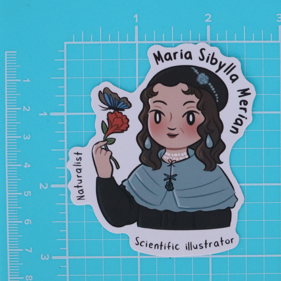 WOMEN IN SCIENCE MARIA SIBYLLA MERIAN - SCIENTIFIC ILLUSTRATOR, NATURALIST STICKER